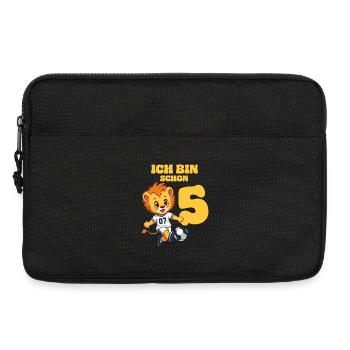 Fußball Löwe 5. Geburtstag  - Laptoptasche 13" - Schwarz - Vorne