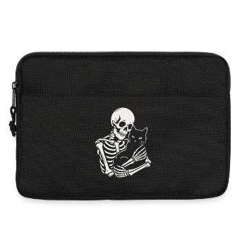 Skelett streichelt schwarze Katze - Laptoptasche 13" - Schwarz - Vorne