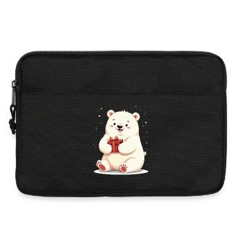 Niedlicher Eisbär mit Geschenkillustration - Laptoptasche 13" - Schwarz - Vorne