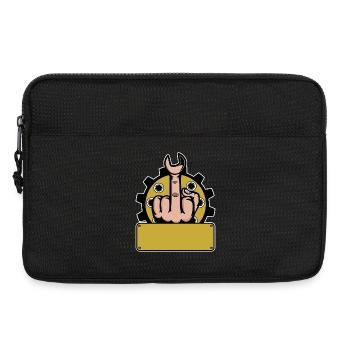 Middle Finger Fuck You Name Tag Yellow - Laptop bag 13" - black - Front