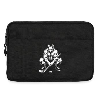 Muskulöser Schäferhund Eishockeyspieler Silhouette - Laptop bag 13" - black - Front