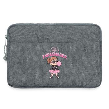 Threenager 3e anniversaire 3 ans Filles - Sacoche pour ordinateur portable 13 pouces - gris chiné - Devant