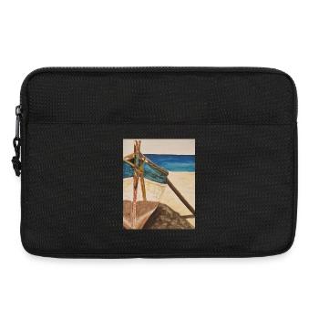 Bateau aquarelle sur la plage - Sacoche pour ordinateur portable 13 pouces - noir - Devant
