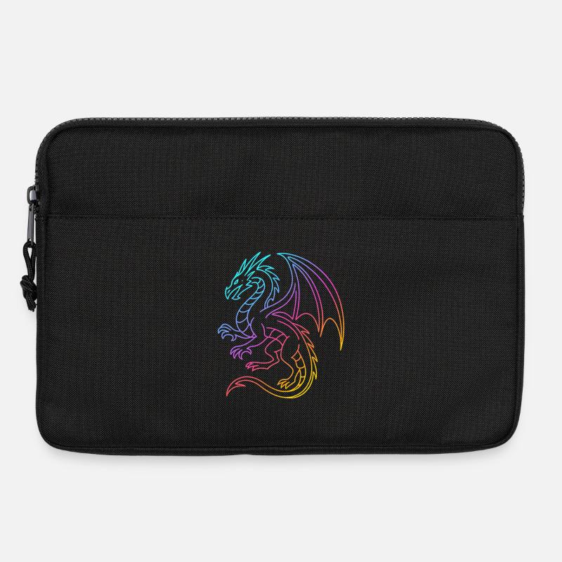 Rainbow dragon in neon lines - Laptop bag 13" - black