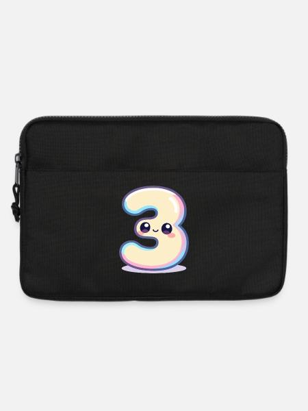 Nummer 3 Kawaii-Pastell - Laptoptasche 13" - Schwarz
