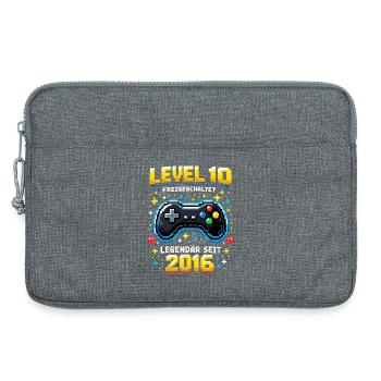10e anniversaire 2016 Niveau 10 Jeune Joueur Drôle - Sacoche pour ordinateur portable 13 pouces - gris chiné - Devant