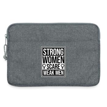 Strong Women Scare Weak Men Confident Feminist - Laptop bag 13" - heather grey - Front
