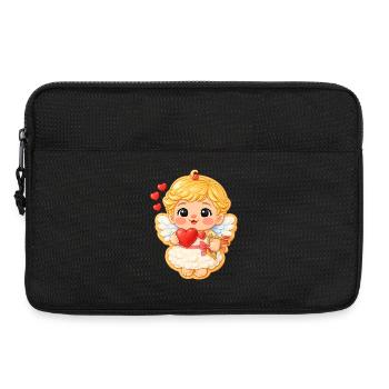 Motif biscuit doux ange de la Saint-Valentin avec cœur - Sacoche pour ordinateur portable 13 pouces - noir - Devant