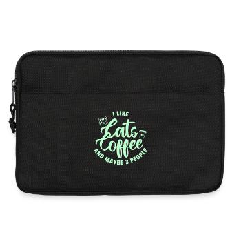 Katzen Kaffee Trio Spruch - Laptoptasche 13" - Schwarz - Vorne