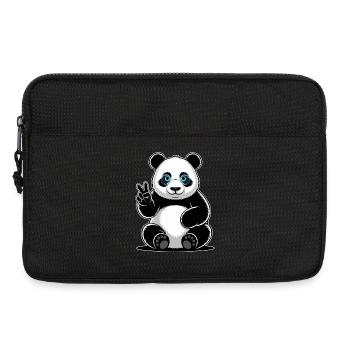Panda Friedenszeichen Cartoon - Laptoptasche 13" - Schwarz - Vorne