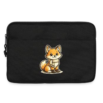 Dessin animé Renard Câlin avec Écharpe - Sacoche pour ordinateur portable 13 pouces - noir - Devant