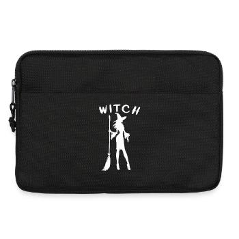 Hexe mit Besen Silhouette Witch - Laptoptasche 13" - Schwarz - Vorne