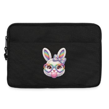 Osterhase Kaugummiblase Herz Brille Regenbogen - Laptoptasche 13" - Schwarz - Vorne