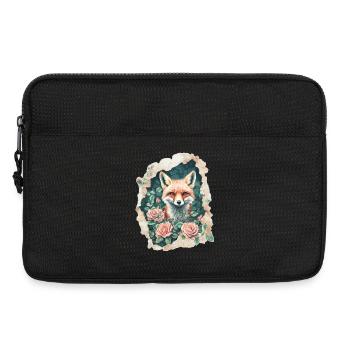 Fuchs mit Rosen Vintage - Laptoptasche 13" - Schwarz - Vorne