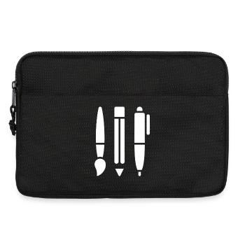 Pinceau, crayon et stylo - Symbole artistique - Sacoche pour ordinateur portable 13 pouces - noir - Devant