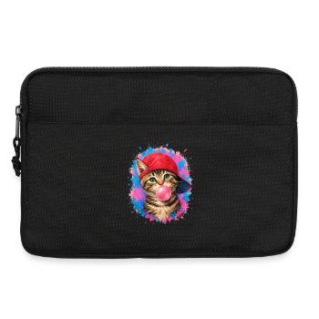 Coole Katze mit Cap und Kaugummi - Laptoptasche 13" - Schwarz - Vorne