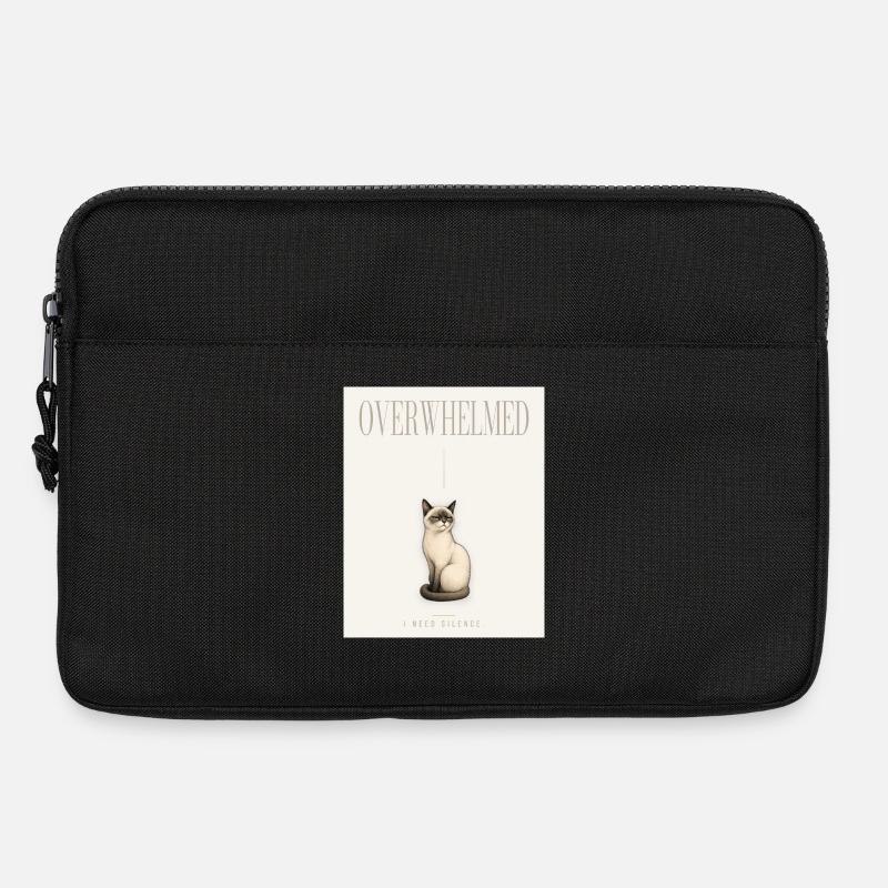 OVERWHELMED. Noble Cat Introvert Meme Design - Laptop bag 13" - black