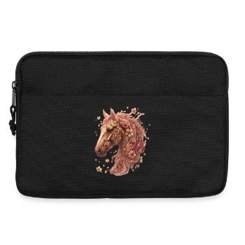 Flora, Pferdekopf mit Blüten - Laptoptasche 13" - Schwarz - Vorne