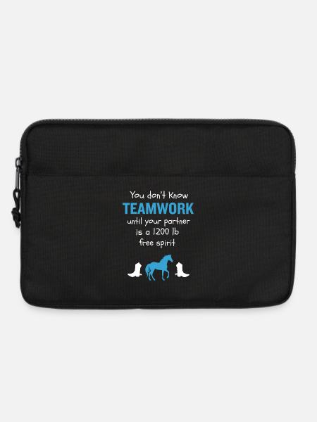 Pferde-Teamwork-Reitreitgeschenk - Laptoptasche 13" - Schwarz