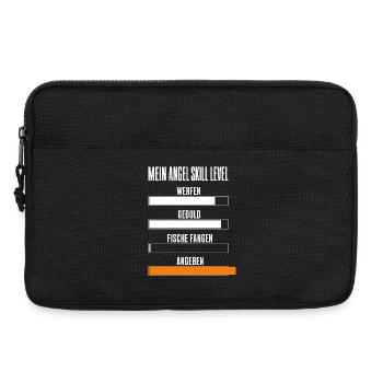 Mein Angel Skill Level Lustiges Angler Motiv mit - Laptoptasche 13" - Schwarz - Vorne