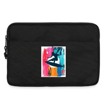 Surf-Silhouette im tropischen Sonnenuntergang - Laptoptasche 13" - Schwarz - Vorne
