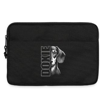 Dackel Porträt mit Schriftzug - Laptoptasche 13" - Schwarz - Vorne