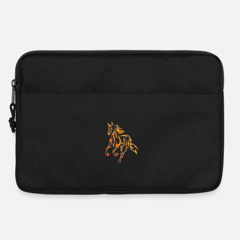Flammenpferd Linienkunst - Laptoptasche 13" - Schwarz