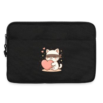 Kawaii Love Bandit – Chibi Cat Stealer of Hearts - Laptop bag 13" - black - Front