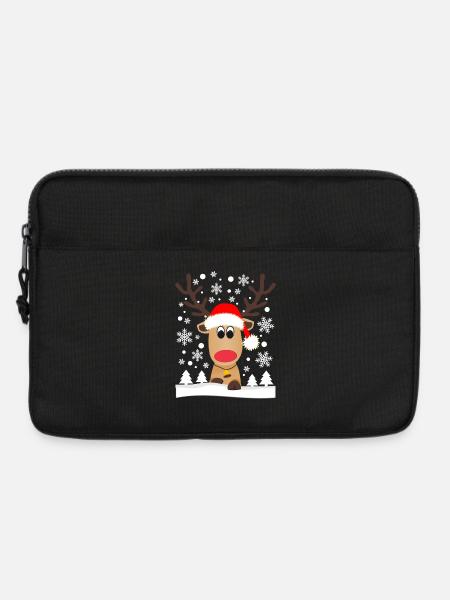 Rentier Schneeflocken Weihnachten Lustig - Laptoptasche 13" - Schwarz