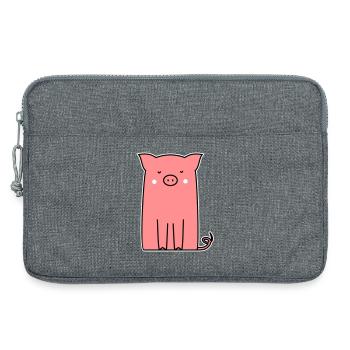 pink piglet piglet sow cute animal - Laptop bag 13" - heather grey - Front