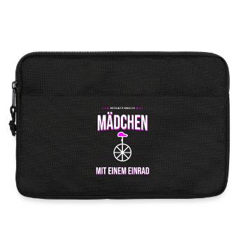 Mädchen mit Einrad Motiv – Mutig & Retro - Laptoptasche 13" - Schwarz - Vorne