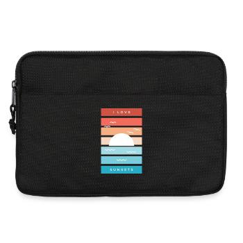 Citation de 'J’adore les couchers de soleil' pour les amateurs de plage - Sacoche pour ordinateur portable 13 pouces - noir - Devant