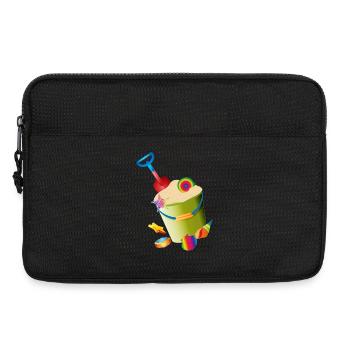 Sand toys on the beach with colorful shells - Laptop bag 13" - black - Front