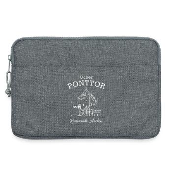 Öcher Ponttor, Ville impériale d’Aix-la-Chapelle, dessin - Sacoche pour ordinateur portable 13 pouces - gris chiné - Devant