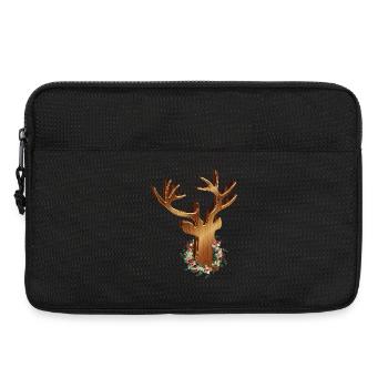 Tête de cerf en bois look avec couronne de Noël - Sacoche pour ordinateur portable 13 pouces - noir - Devant