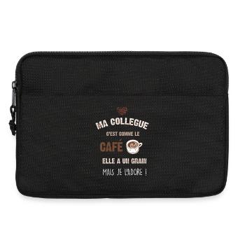 Ma collegue c est comme le café elle a un grain - Sacoche pour ordinateur portable 13 pouces - noir - Devant