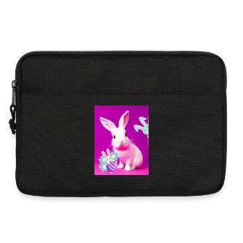 Rosa Osterhase mit Osterei Pink - Laptoptasche 13" - Schwarz - Vorne