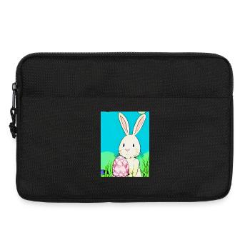 Neon Osterhase mit Osterei im Gras - Laptoptasche 13" - Schwarz - Vorne