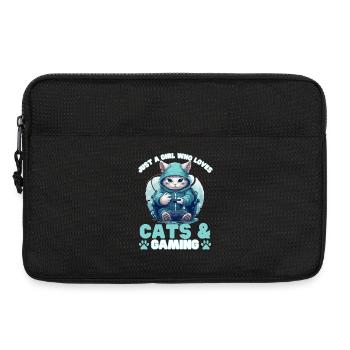 Juste une fille qui aime les chats et les jeux / Chat mignon - Sacoche pour ordinateur portable 13 pouces - noir - Devant