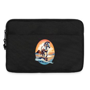 Cheval sur la plage - Sacoche pour ordinateur portable 13 pouces - noir - Devant