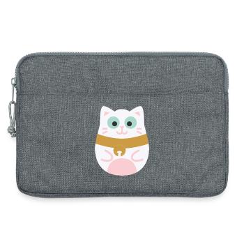 Maneki Neko L Japanische Glückskatze - Laptoptasche 13" - Grau meliert - Vorne
