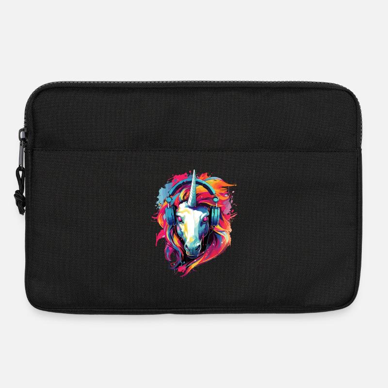 Einhorn mit Kopfhörer Musik Fabeltier Einhörner - Laptoptasche 13" - Schwarz
