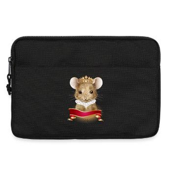 Souris mignonne avec couronne royale et col d’hermine - Sacoche pour ordinateur portable 13 pouces - noir - Devant