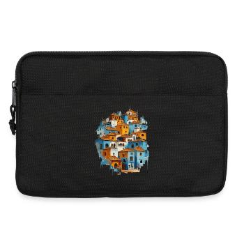 Village bleu avec tuiles orange - Sacoche pour ordinateur portable 13 pouces - noir - Devant