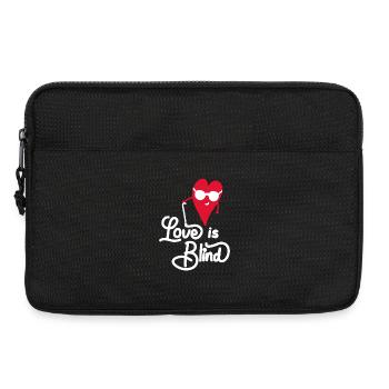Blindes Herz mit Brille und Liebesslogan - Laptoptasche 13" - Schwarz - Vorne