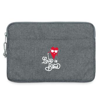 Cœur aveugle avec lunettes et slogan d'amour - Sacoche pour ordinateur portable 13 pouces - gris chiné - Devant