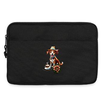 Ein glücklicher Cartoon-Hund mit Hut - Laptoptasche 13" - Schwarz - Vorne