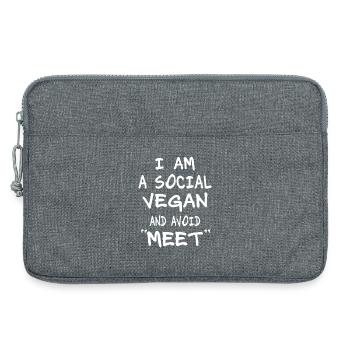 Végétalien social - Sacoche pour ordinateur portable 13 pouces - gris chiné - Devant