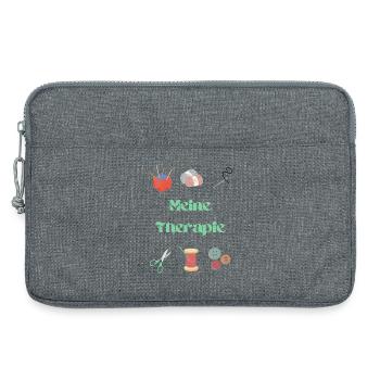 Ma thérapie : crochet et couture - Sacoche pour ordinateur portable 13 pouces - gris chiné - Devant