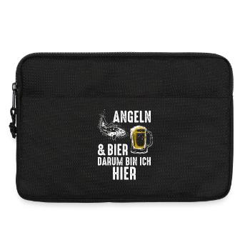 Angeln und Bier, darum bin ich hier. - Laptoptasche 13" - Schwarz - Vorne